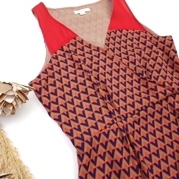 Tulle Coral Blue Patterned Sleeveless Dress Sz Xs - Picture 4 of 13